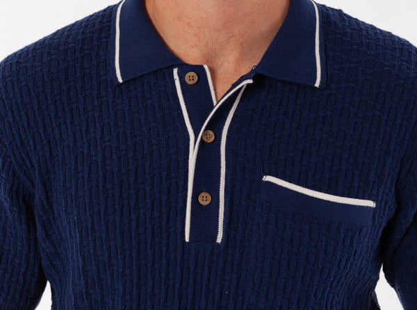 Bungalow Sweater Polo - Navy