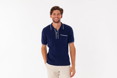 Bungalow Sweater Polo - Navy