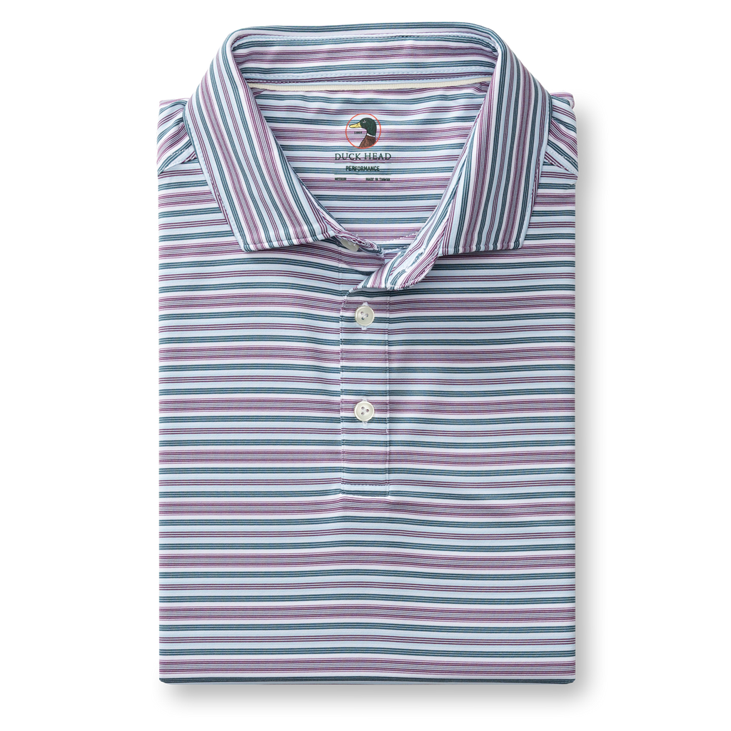 Caro Stripe Long Drive Performance Polo - Aubergine
