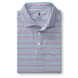 Caro Stripe Long Drive Performance Polo - Aubergine