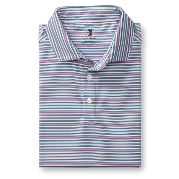 Caro Stripe Long Drive Performance Polo - Aubergine