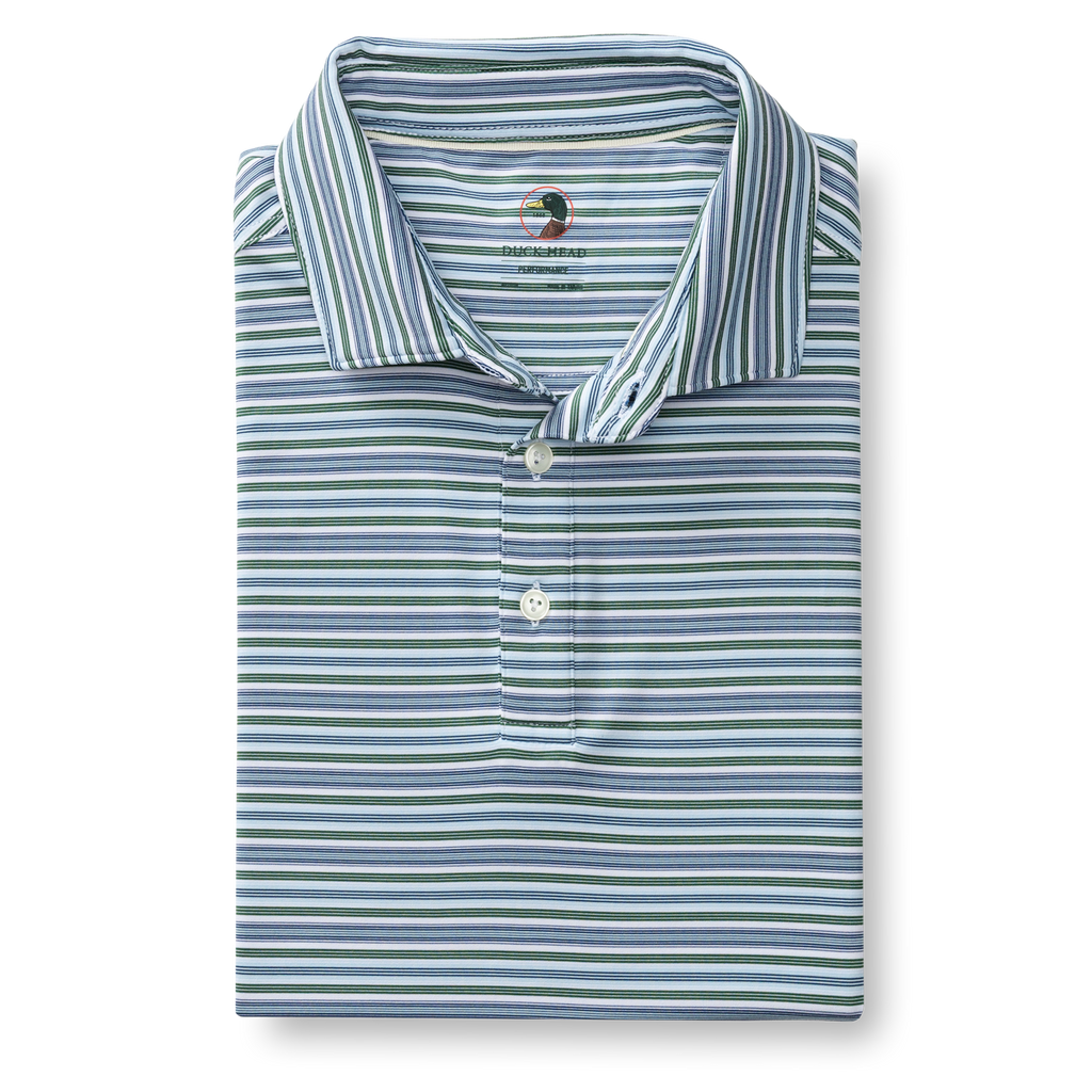 Caro Stripe Long Drive Performance Polo - Hunter Green