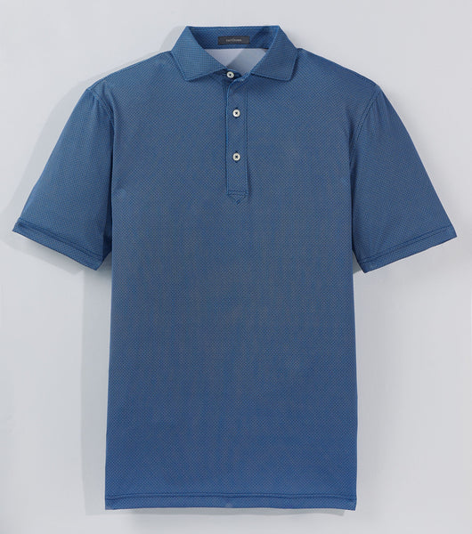 Clarence Mini Diamond Jacquard Performance Polo - Navy