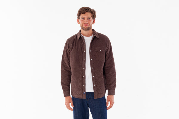Corduroy Quilted Shacket - Pinecone
