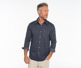 Chill-Knit Plaid Pearl Snap - Navy Jacquard