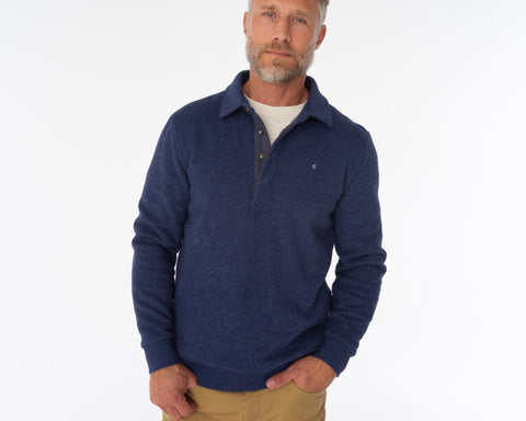 Terry Collared Sweatshirt - Navy