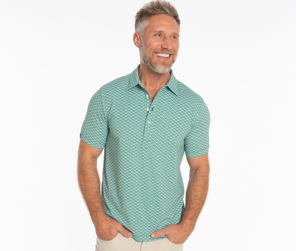 Performance Sport Range Polo - Trellis Print Green