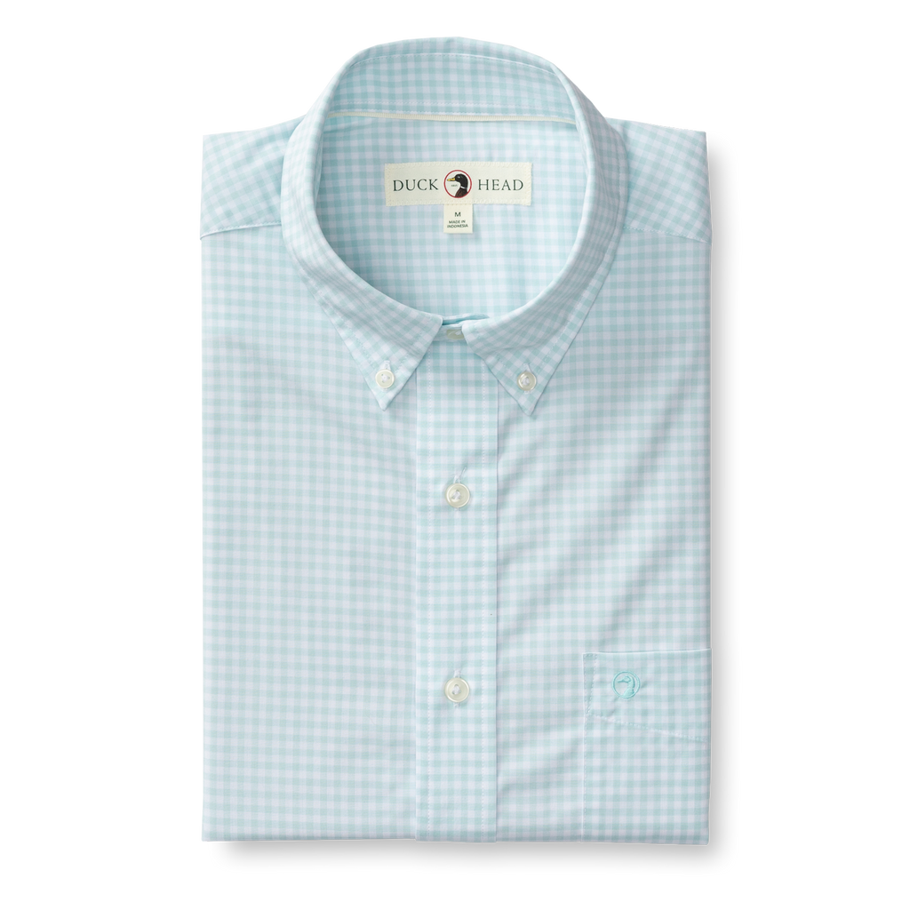 Walton Gingham Performance Poplin Sport Shirt - Pastel Blue