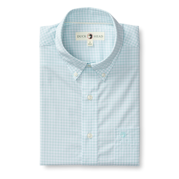 Walton Gingham Performance Poplin Sport Shirt - Pastel Blue