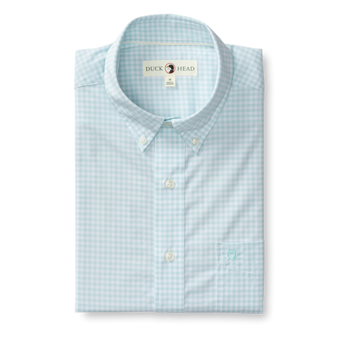 Walton Gingham Performance Poplin Sport Shirt - Pastel Blue