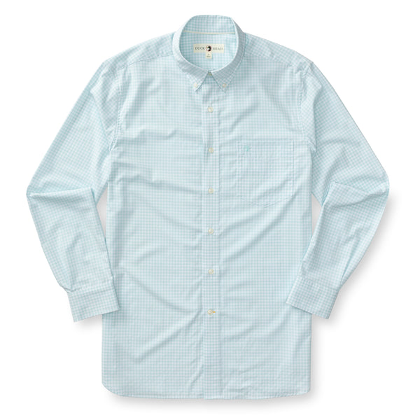 Walton Gingham Performance Poplin Sport Shirt - Pastel Blue