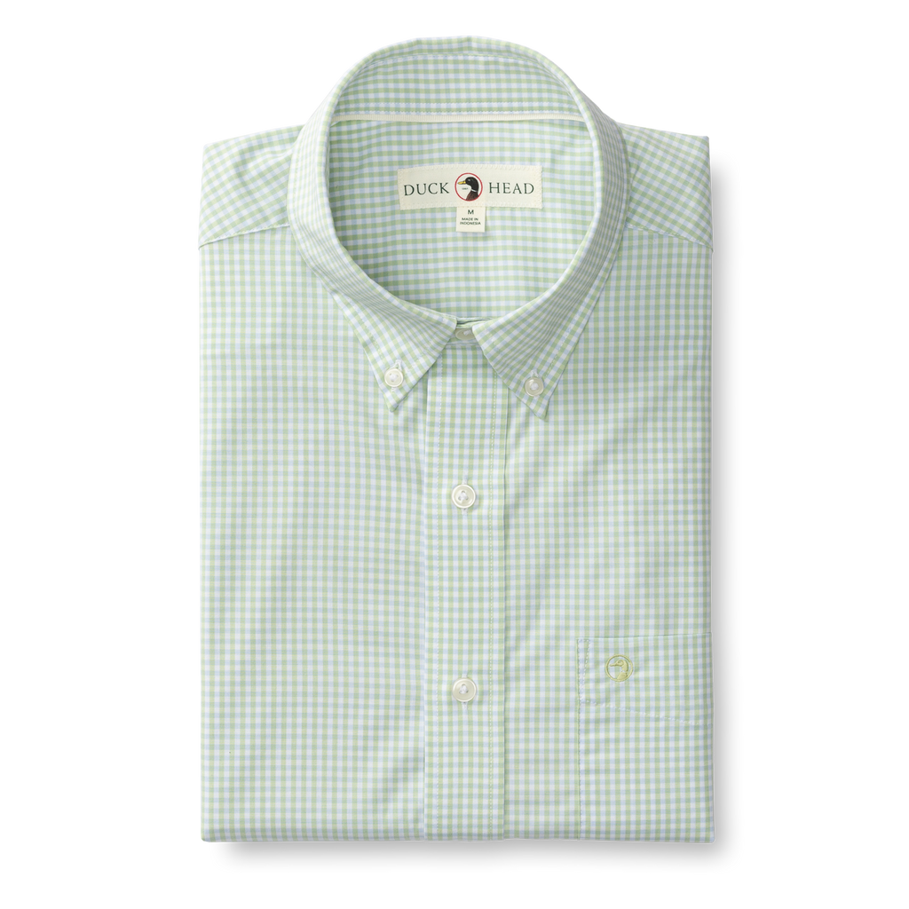 Mitchell Gingham Performance Poplin Sport Shirt - Pear Green