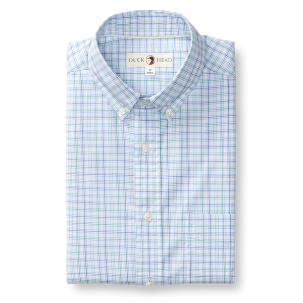 Ashland Plaid Cotton Twill Sport Shirt - Serenity Blue