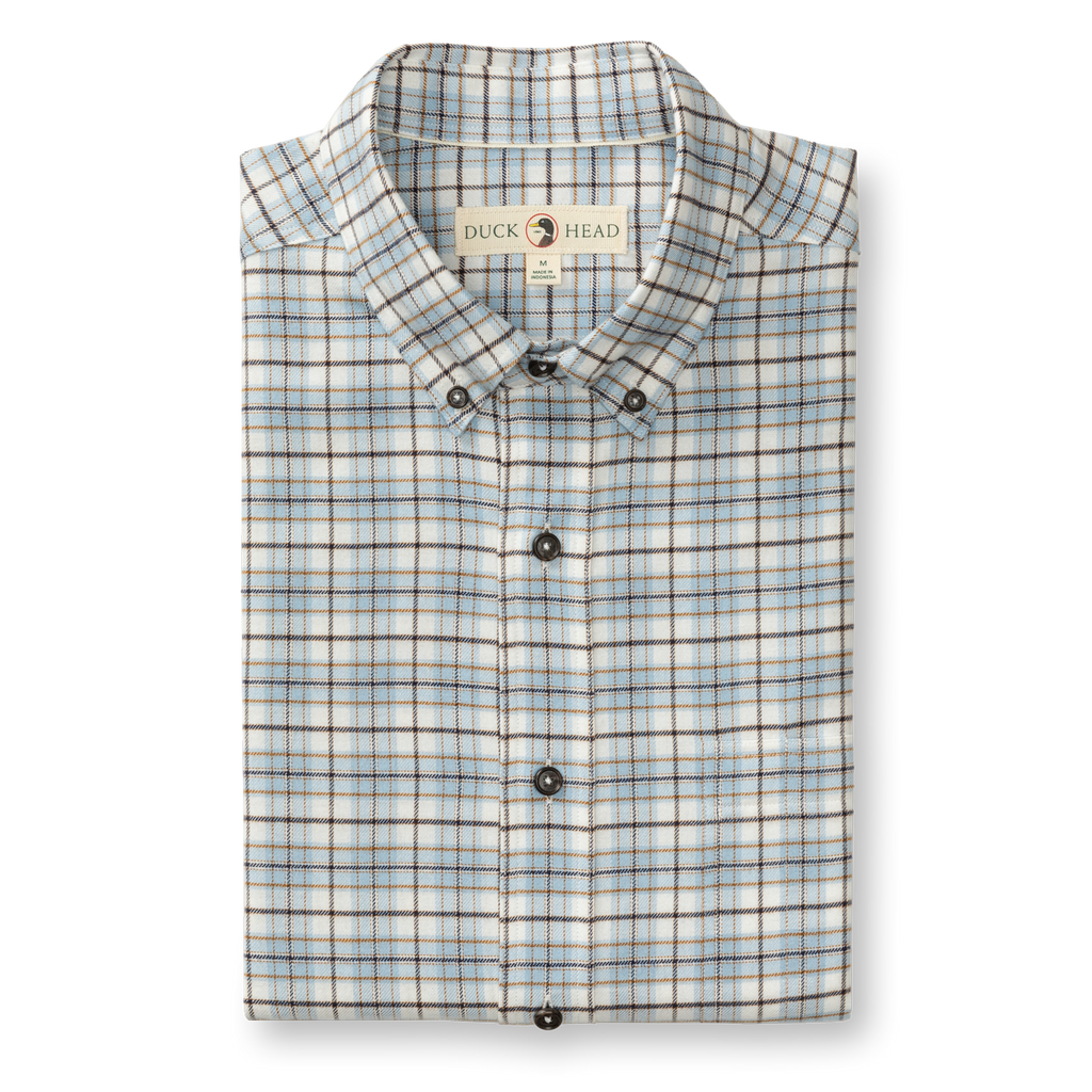 Layne Plaid Cotton Flannel Shirt - Glacier Blue