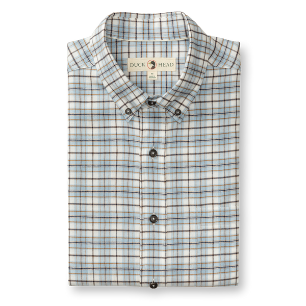 Layne Plaid Cotton Flannel Shirt - Glacier Blue