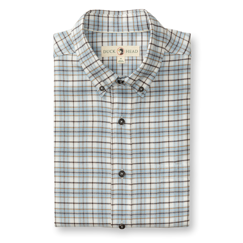 Layne Plaid Cotton Flannel Shirt - Glacier Blue