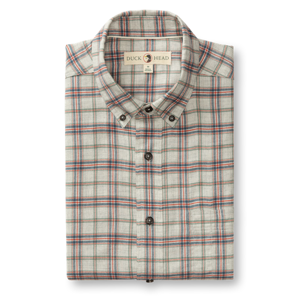 Malcolm Plaid Cotton Flannel Shirt - Grey Heather