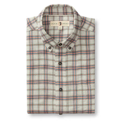 Malcolm Plaid Cotton Flannel Shirt - Grey Heather
