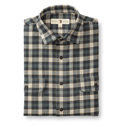 Moyer Plaid Performance Flannel Shirt - Graphite Blue