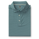 Barker Stripe Long Drive Performance Polo - Forest Green