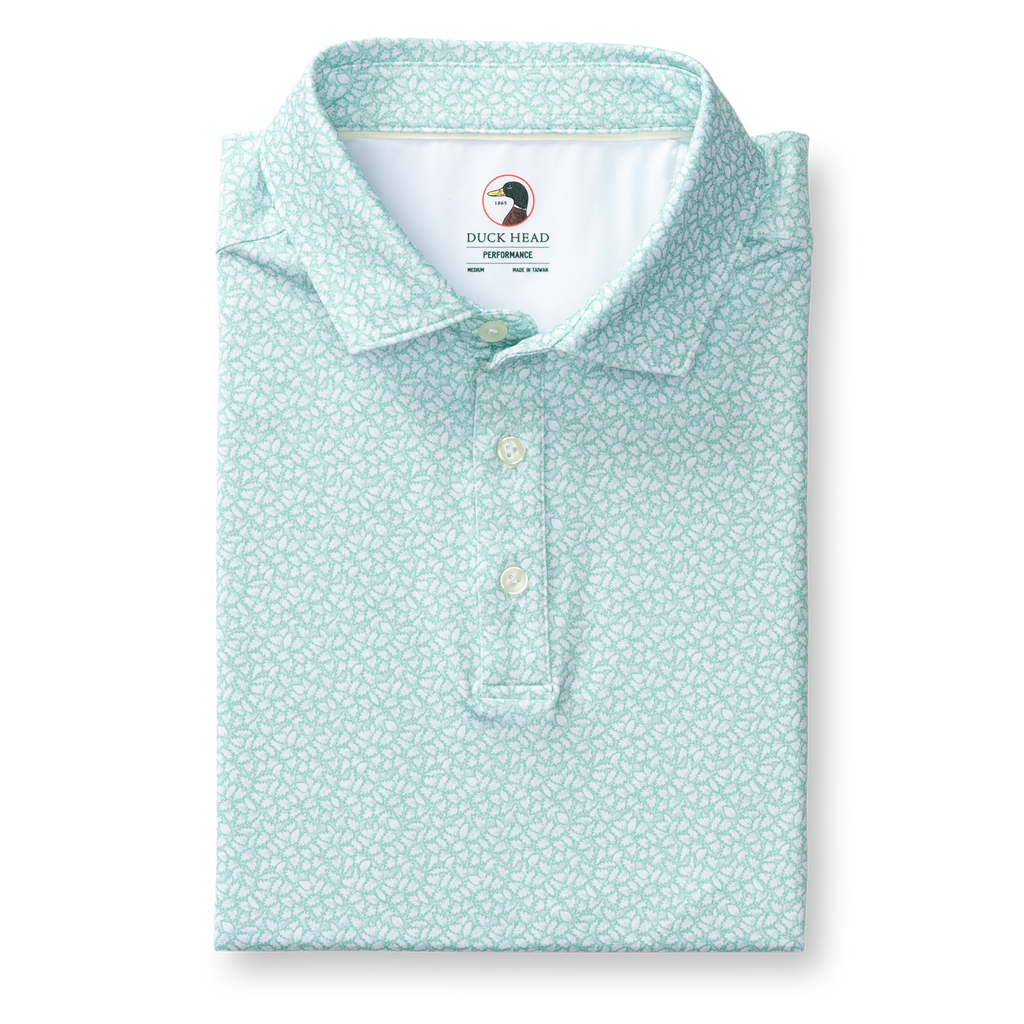 Bay Floral Long Drive Performance Polo - Seafoam Green