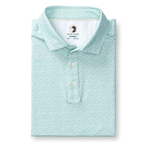 Bay Floral Long Drive Performance Polo - Seafoam Green