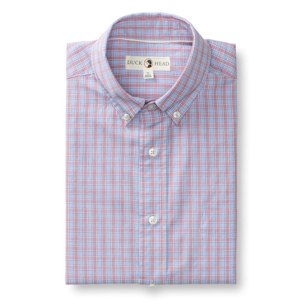 Mattox Plaid Cotton Cashmere Poplin Sport Shirt - Serenity Blue