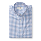 Quinn Plaid Performance Poplin Short Sleeve Shirt - Serenity Blue