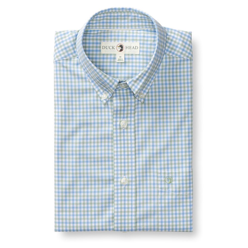 Shaw Gingham Performance Poplin Sport Shirt - Sage