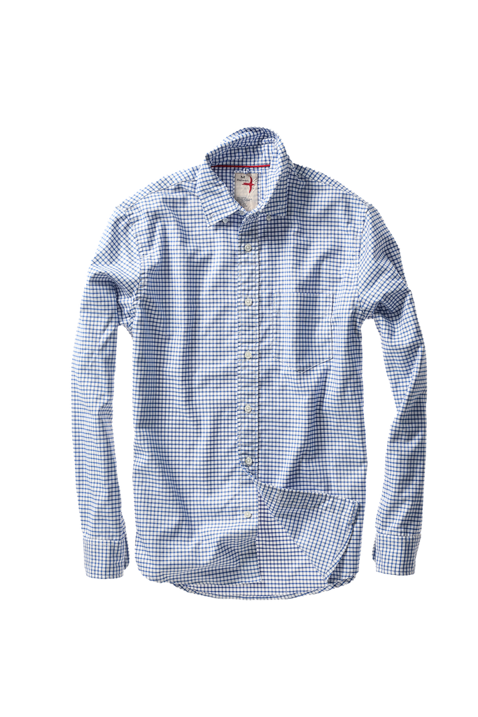 Huron Blues Shirt - White/Navy Oxford Grid