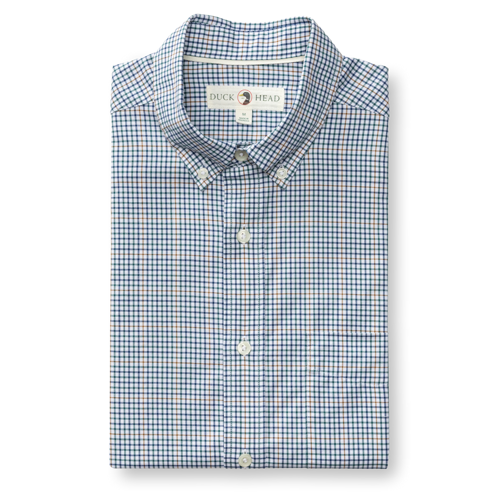 Goodwin Plaid Cotton Twill Sport Shirt - Midnight Teal