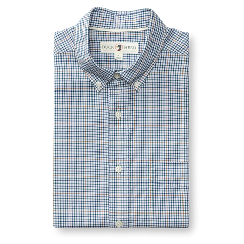 Goodwin Plaid Cotton Twill Sport Shirt - Midnight Teal