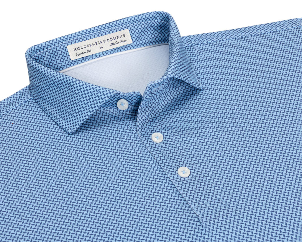 The Collins Polo - Vista Blue & Pacific Blue