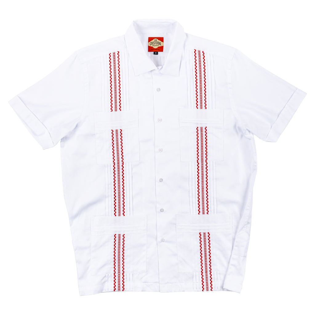 Havana Tailored Classic Guayabera - Red
