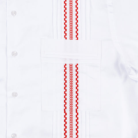 Havana Tailored Classic Guayabera - Red