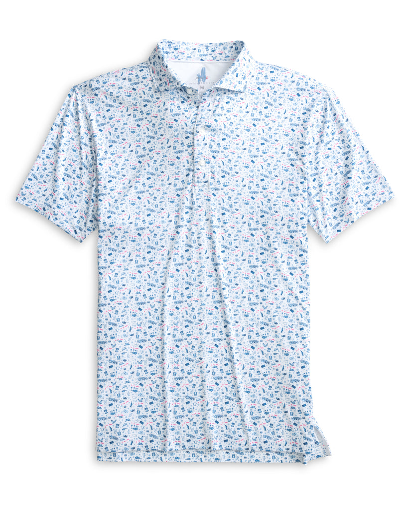 JO Merica Printed Featherweight Performance Polo - Barracuda