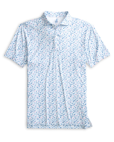 JO Merica Printed Featherweight Performance Polo - Barracuda