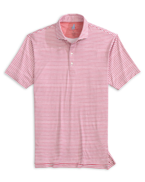 Warwick Striped Performance Polo - Lobster