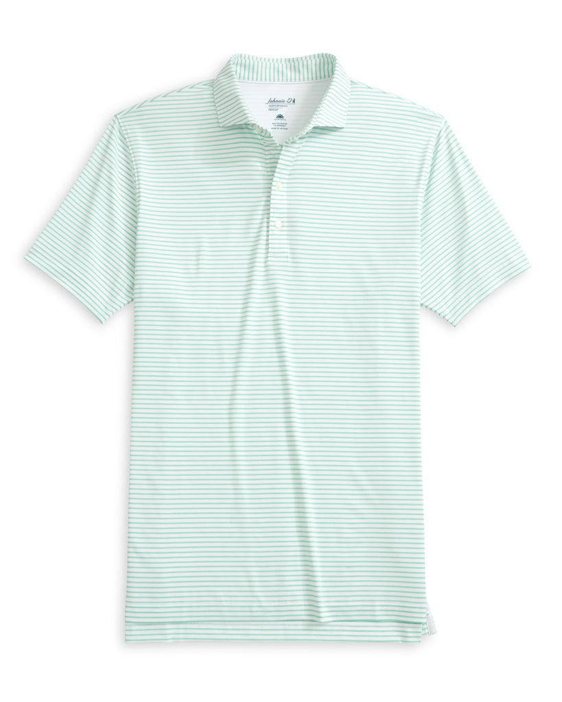 Michael Striped Performance Polo - Cilantro