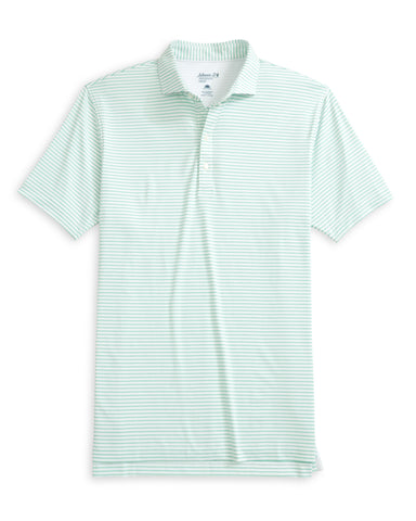 Michael Striped Performance Polo - Cilantro