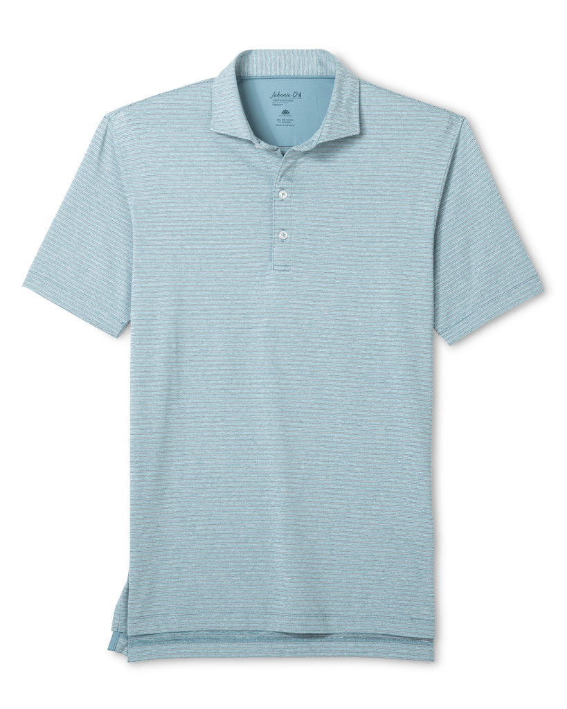 Michael Striped Performance Polo - Carbon Navy