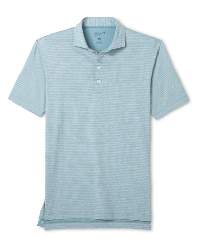 Michael Striped Performance Polo - Carbon Navy