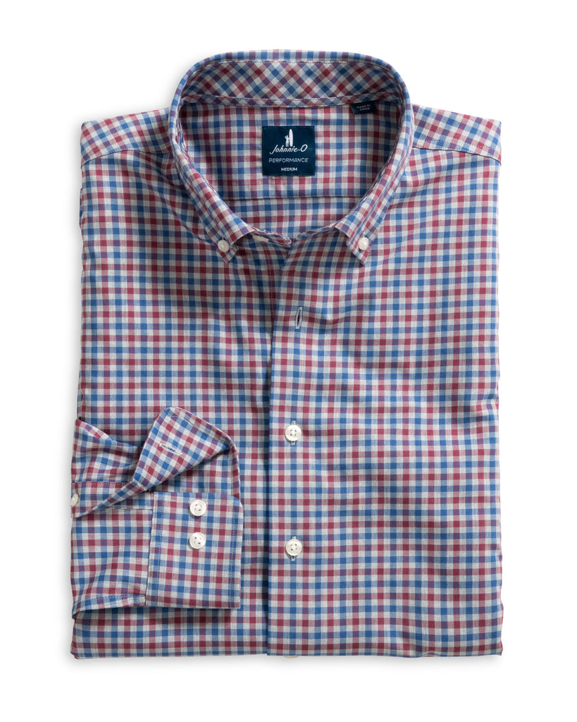 Chatham Gingham Performance Button Down - Gray