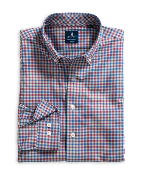 Chatham Gingham Performance Button Down - Gray