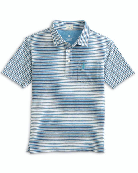 Grady Stripe Boys Polo - Bondi Blue