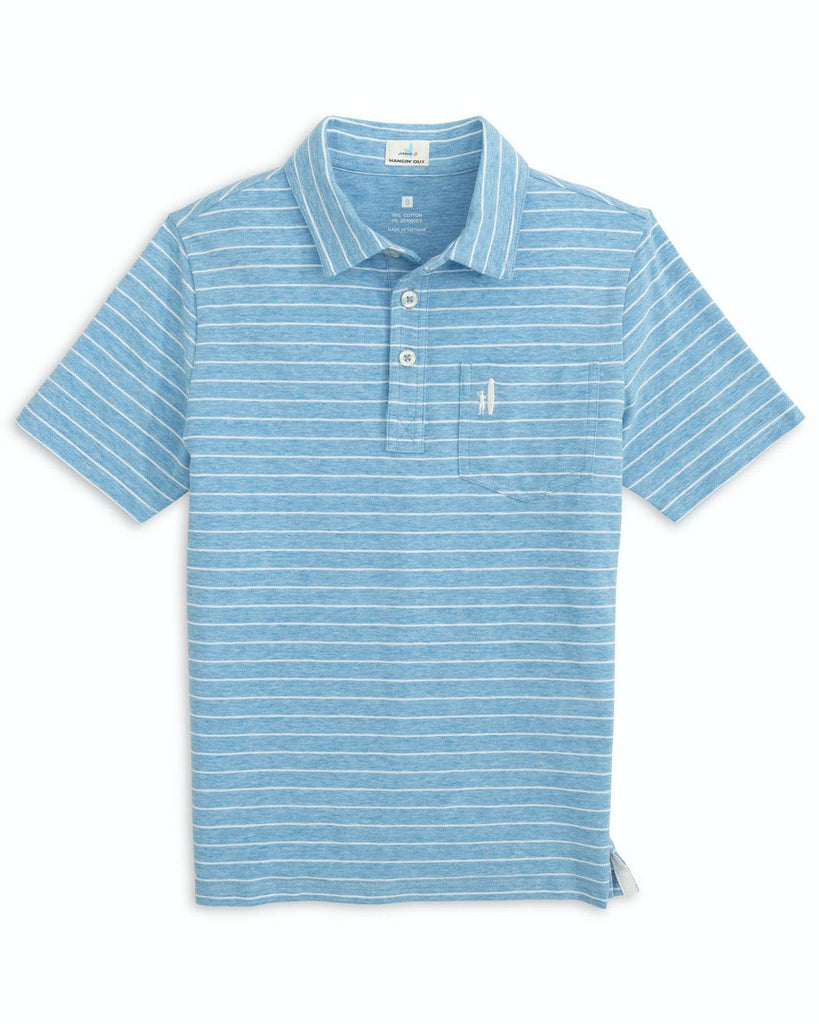 Neese Stripe Boys Polo - Bondi Blue