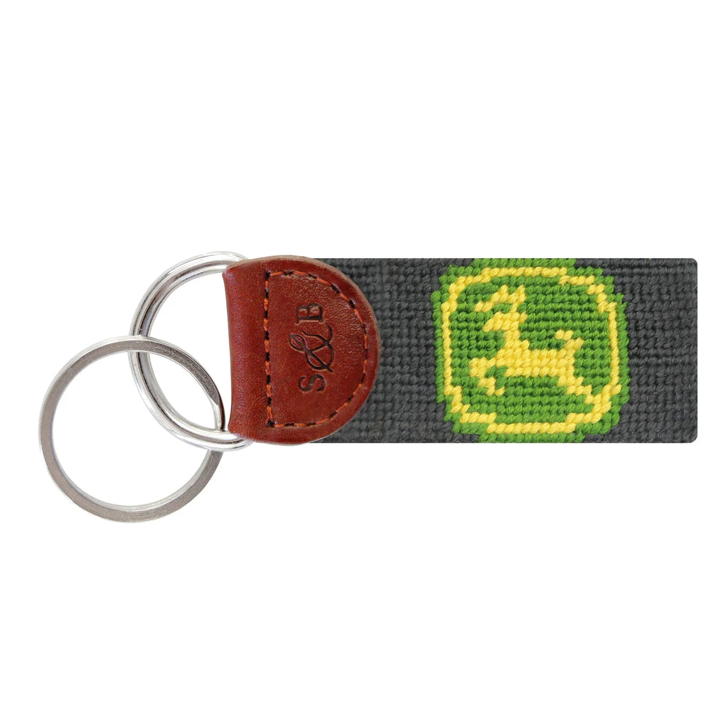 John Deere Needlepoint Key Fob - Charcoal