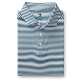 Kirk Stripe Long Drive Performance Polo - Stormy Teal