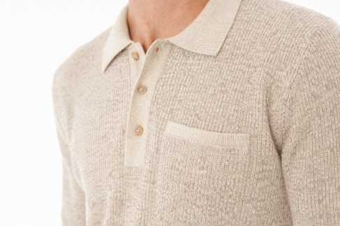 Long Sleeve Bungalow Sweater Polo - Oat