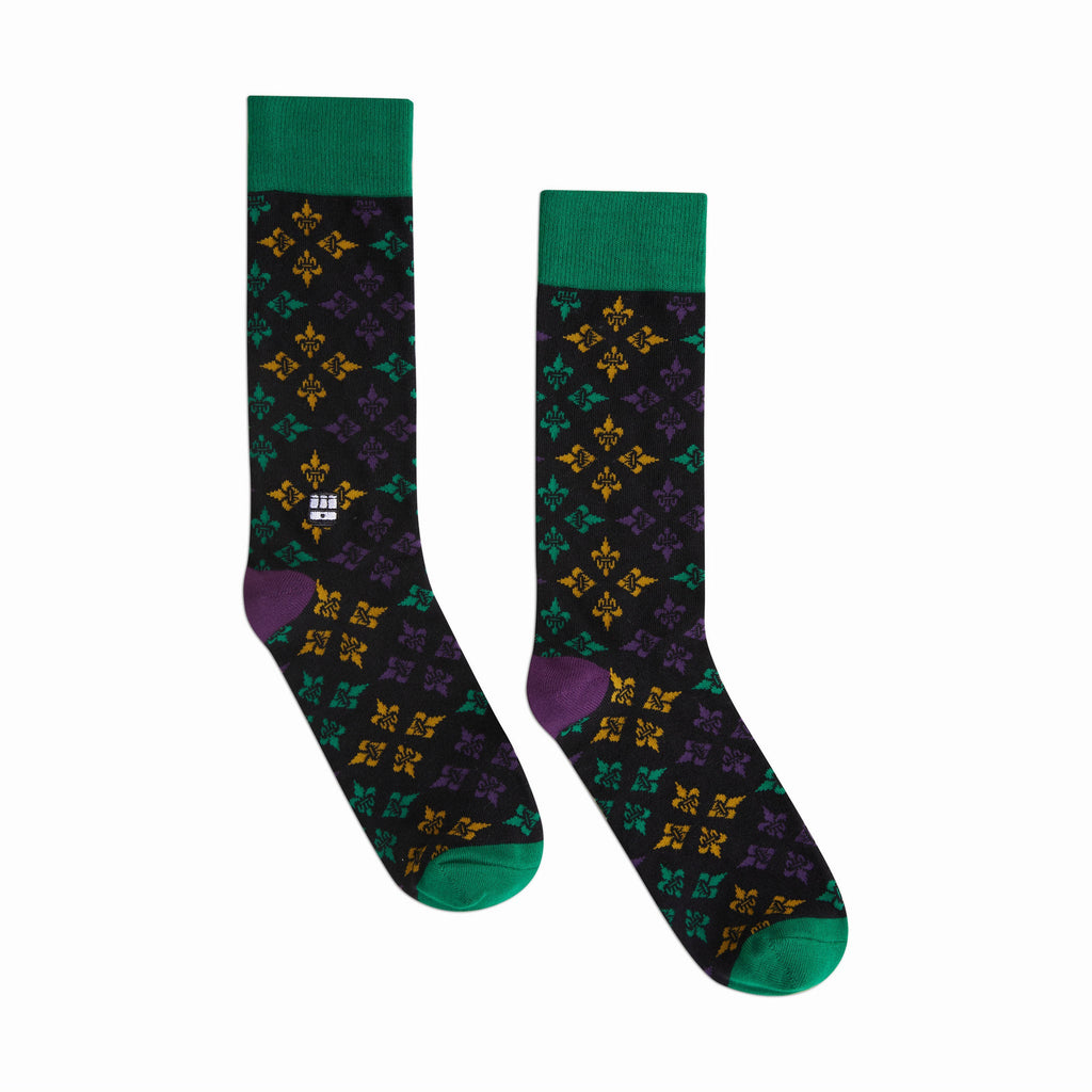 Mardi Gras Fleur De Lis Socks